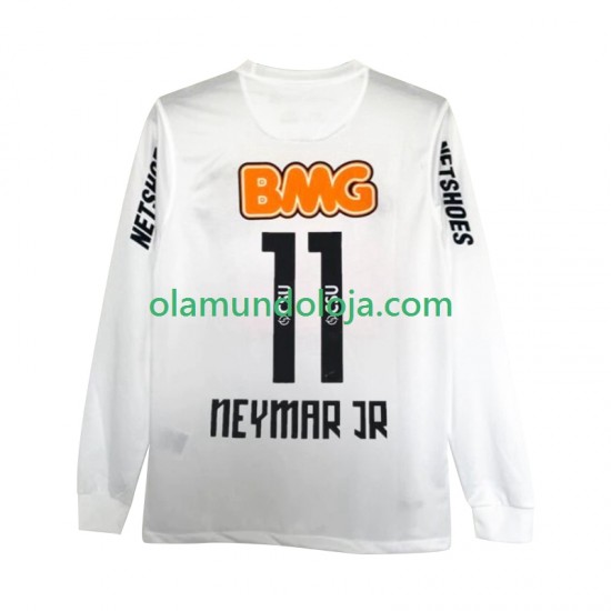 Camisola Santos FC Neymar JR 11 2012 Retro Homem Equipamento Primeiro 2011 Manga Comprida